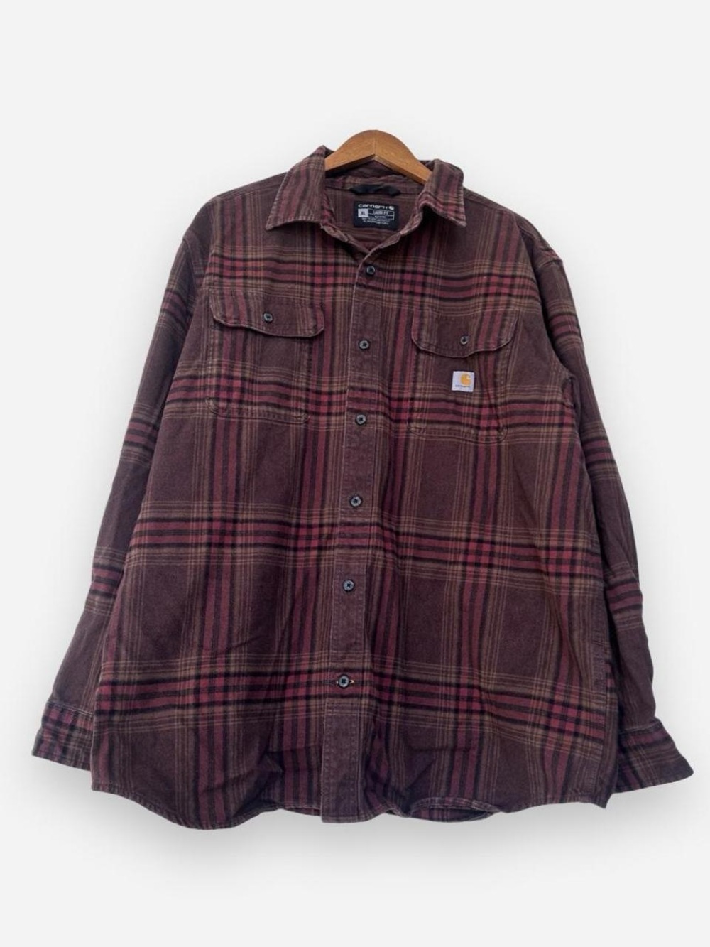 Carhartt Men’s Brown Plaid Loose Fit Workshirt Jacket